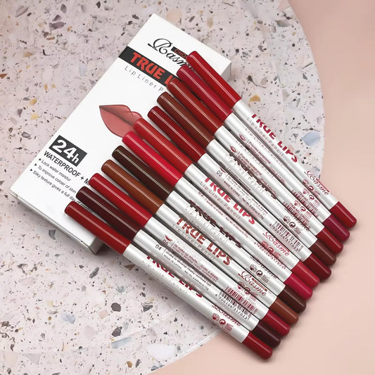 12-Color Waterproof Matte Lip Liner Pencil Set