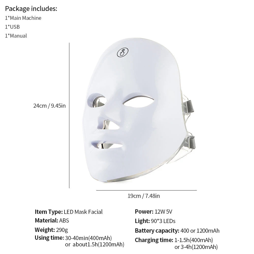 7-Color LED Photon Therapy Facial Mask - 21