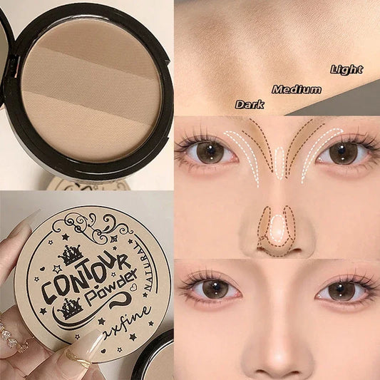 3-Color Matte Face Contouring Powder Palette