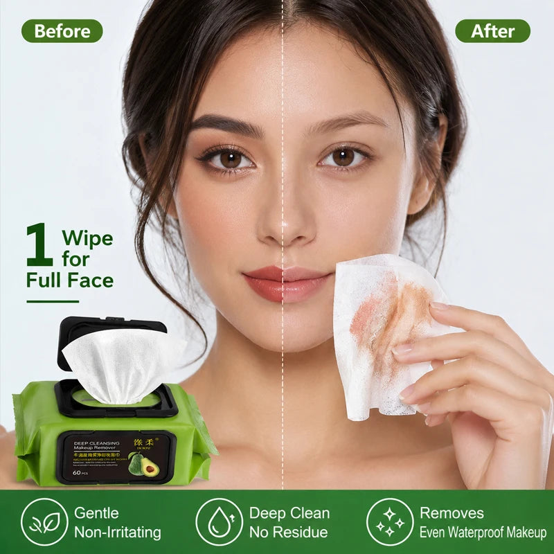 Avocado Deep Cleansing Makeup Remover Wipes - 60 Pack - 2
