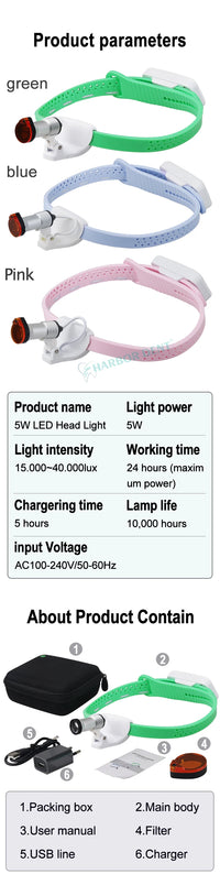 Wireless 5W LED Surgical Headlight for Dental and Medical Use