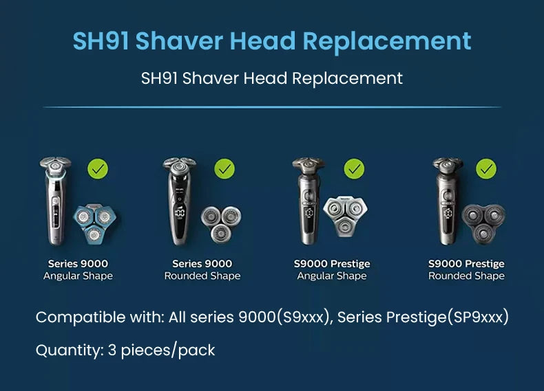 Replacement Shaver Heads for Series 9000 and Prestige Shavers - 15