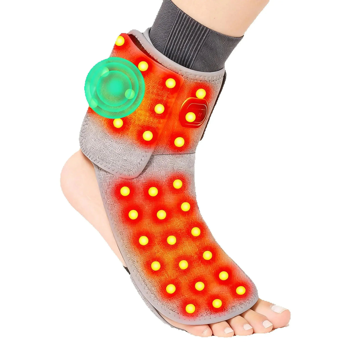 Heated Ankle Support Wrap with Red Light Therapy and Massage