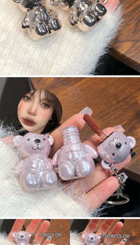 Cute Bear Keychain Velvet Matte Lip Clay