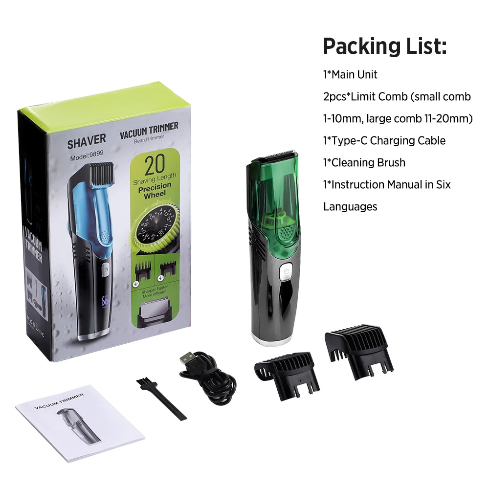 Cordless Vacuum Beard Trimmer with Precision Length Control - 16