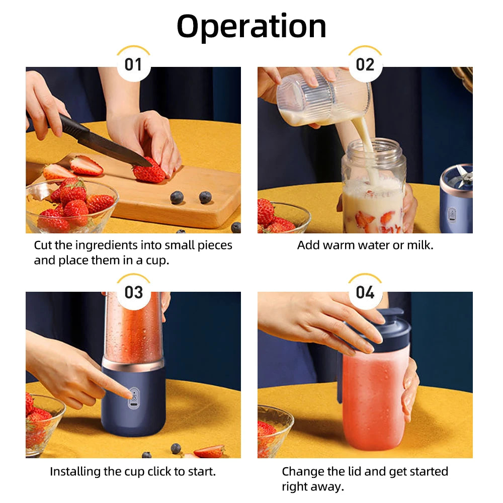 Portable Rechargeable Electric Fruit Blender for Smoothies - 11