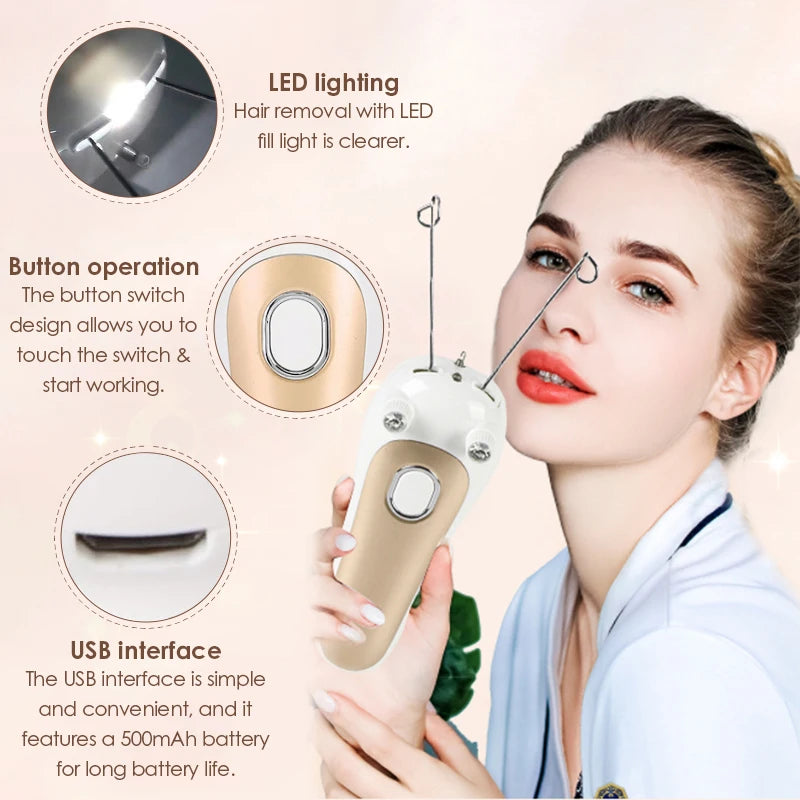 Portable Electric Cotton Threading Hair Remover for Face and Body - 2