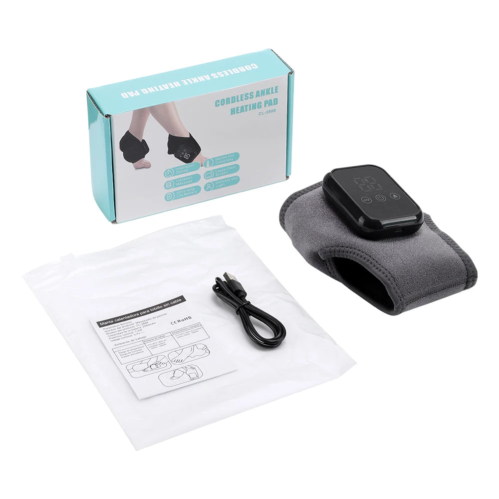 Electric Heated Ankle Brace Massager with Vibration Therapy - 34