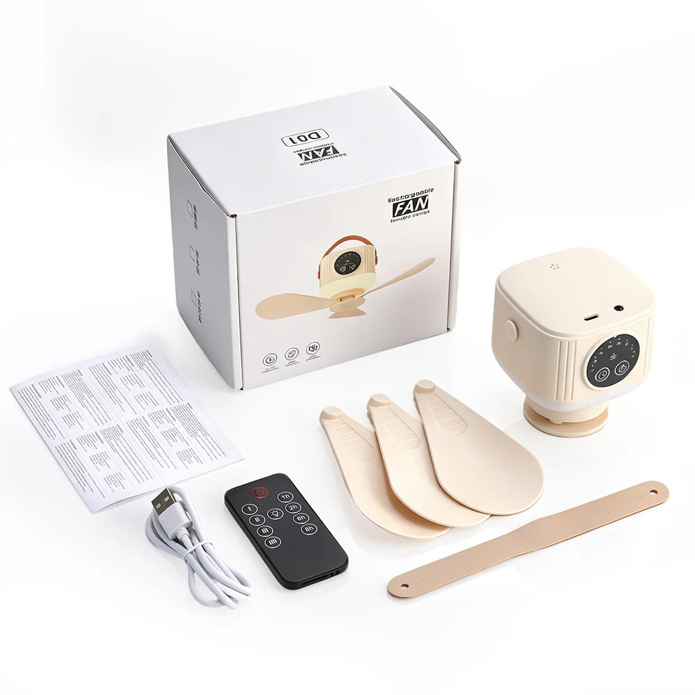 Portable Rechargeable Ceiling Fan with LED Light and Remote - 19