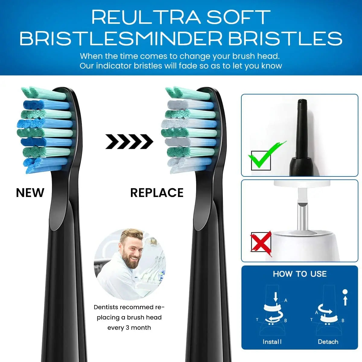 Replacement Electric Toothbrush Heads (Multi-Compatible) - 9