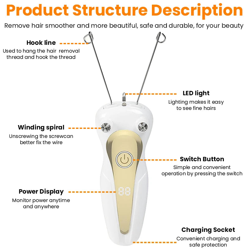Electric Threading Epilator for Painless Facial Hair Removal - 22