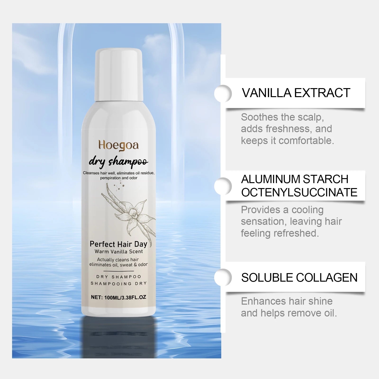Vanilla Scented Dry Shampoo Spray for Instant Volume and Oil Control - 4
