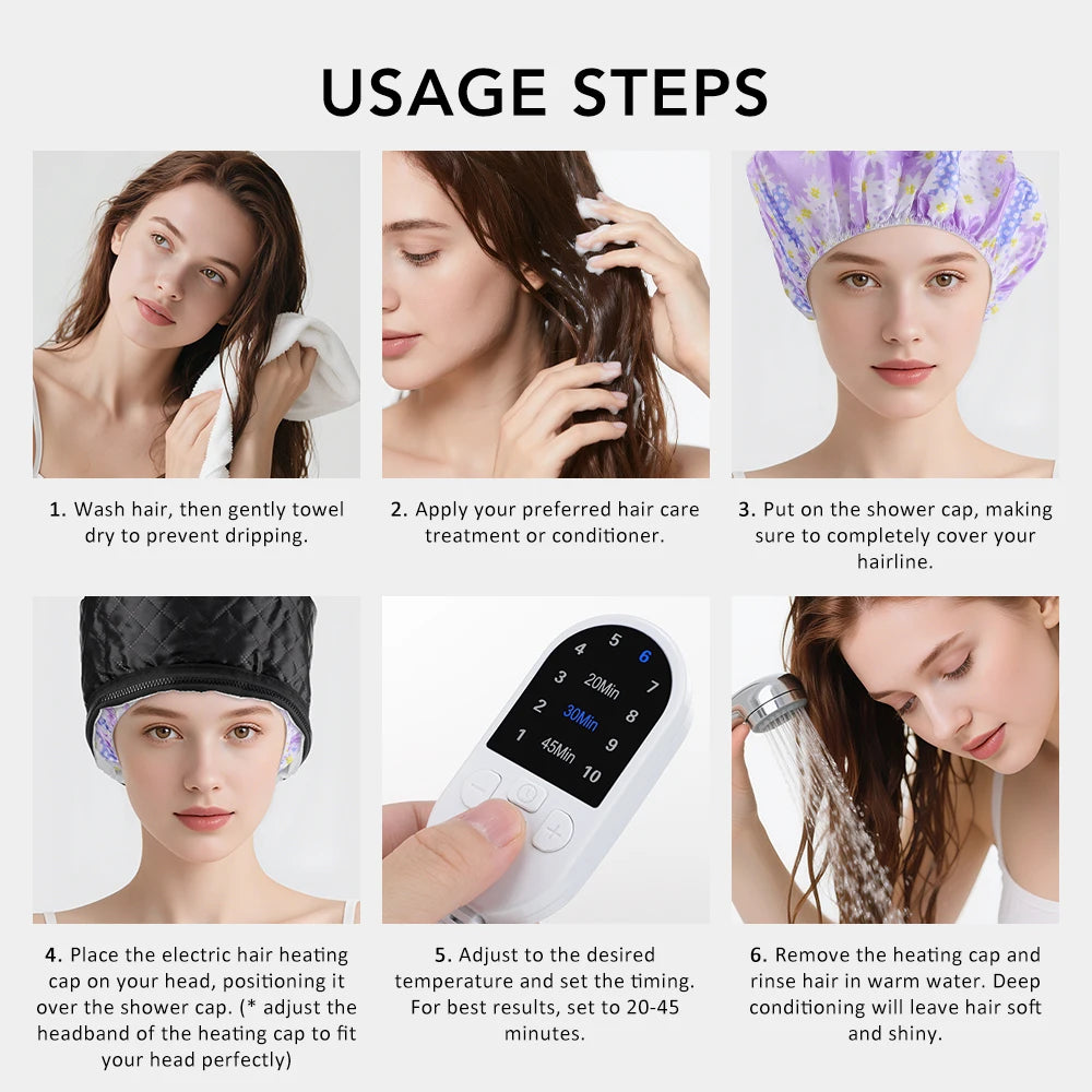 Electric Thermal Hair Steamer Cap for Deep Conditioning - 13
