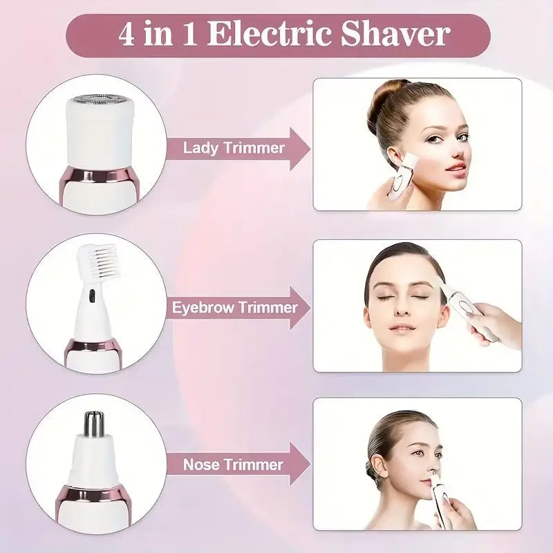4-in-1 Rechargeable Electric Lady Shaver for Face and Body - 10