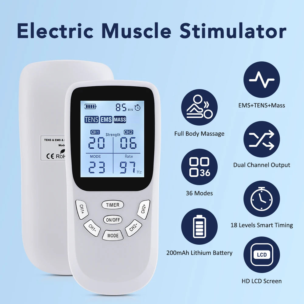 Dual-Channel TENS & EMS Muscle Stimulator for Pain Relief - 2