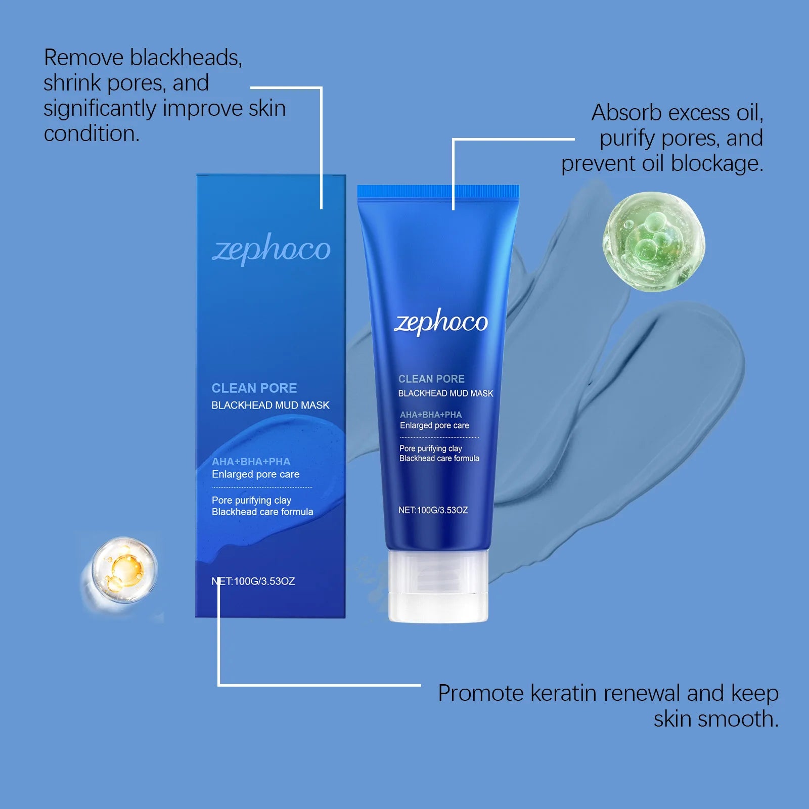 Deep Pore Cleansing AHA BHA PHA Mud Mask for Blackhead Removal - 4