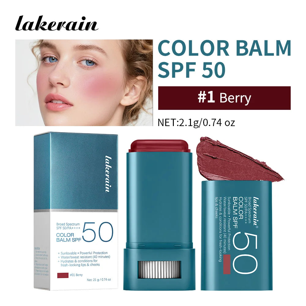 SPF 50 Tinted Sunscreen Blush Stick for Cheeks and Lips - 24