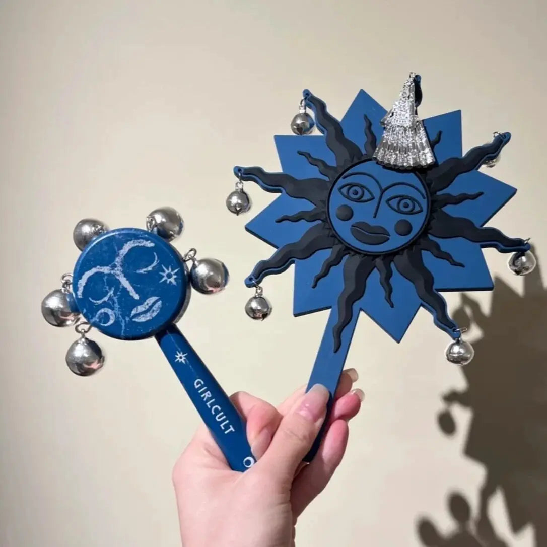 Artistic Sun Design Handheld Makeup Mirror - 3