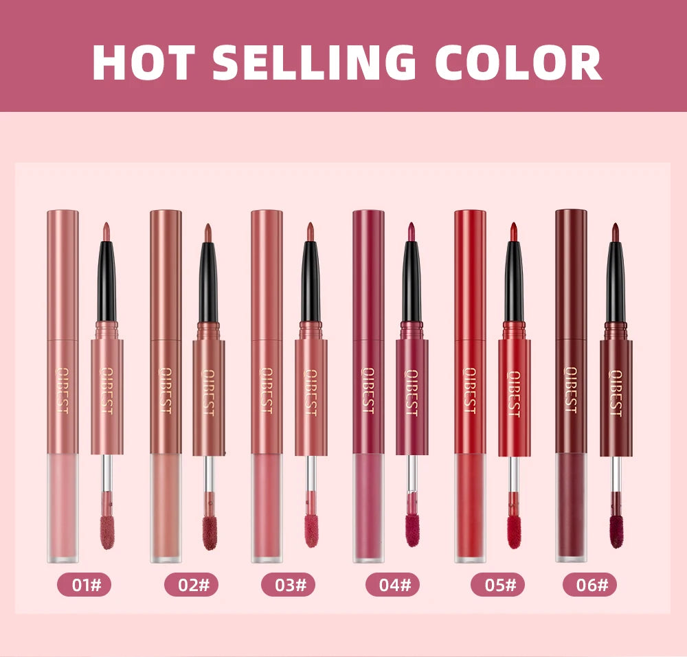 2-in-1 Dual Ended Matte Lip Liner and Long-Lasting Liquid Lipstick - 12