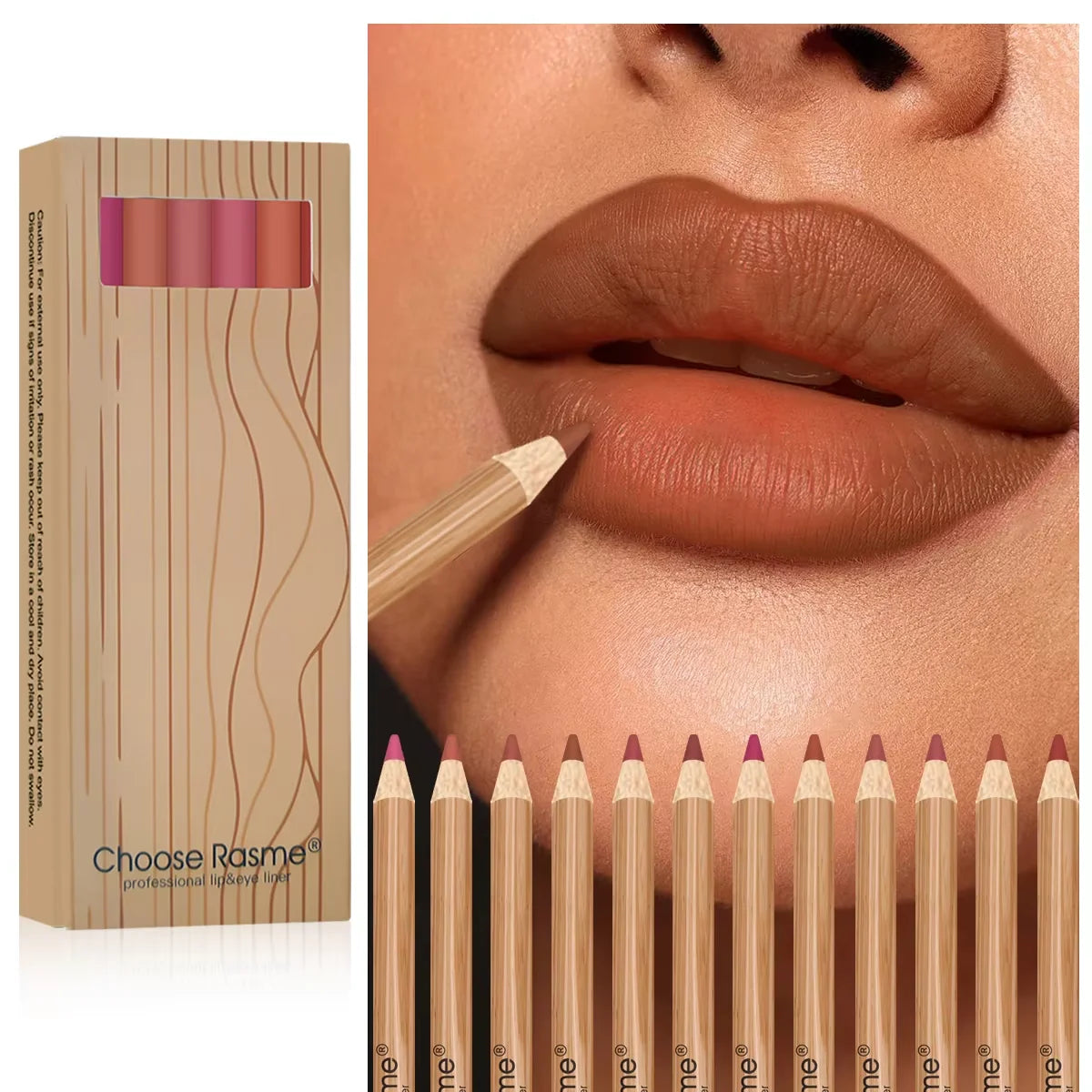 12-Piece Matte Waterproof Lip Liner Pencil Set - 8