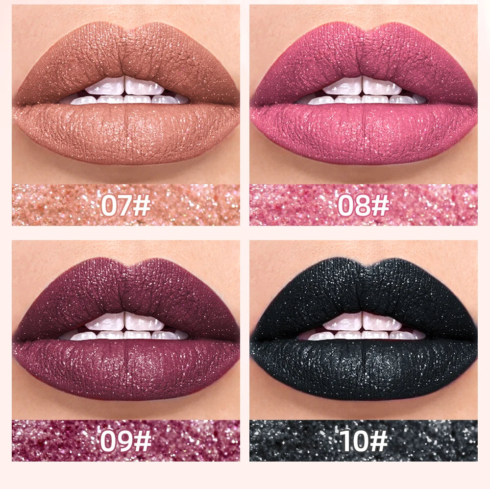 Shimmer Diamond Liquid Lipstick for Long-Lasting Waterproof Shine - 14