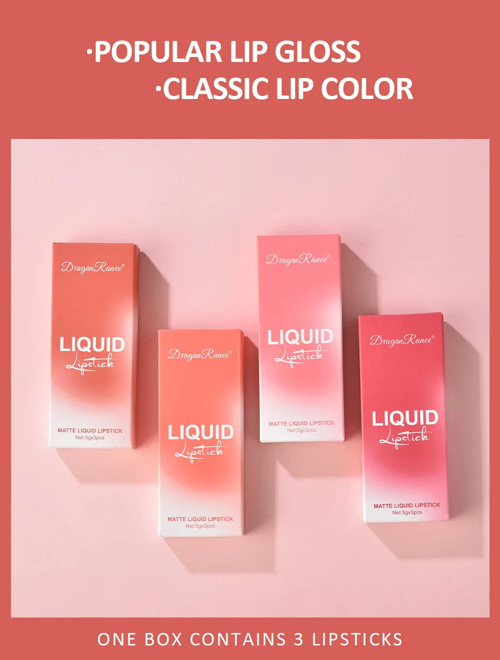 3-Piece Waterproof Matte Liquid Lipstick Set - 8