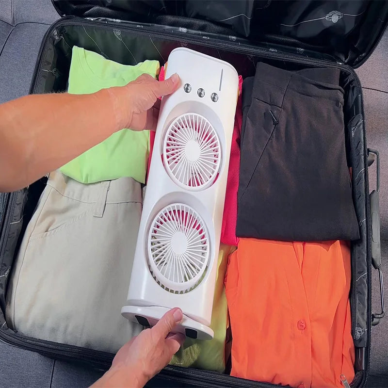 Portable Dual-Head Cooling Fan with LED Mist - 6