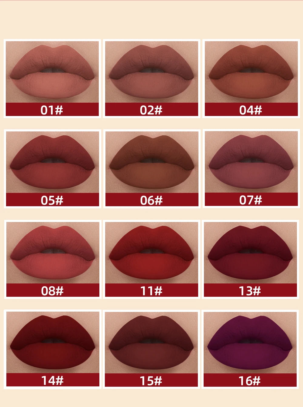 12-Piece Waterproof Matte Liquid Lipstick Set - 12