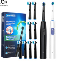 Rechargeable Rotary Electric Toothbrush with 4 Brush Heads