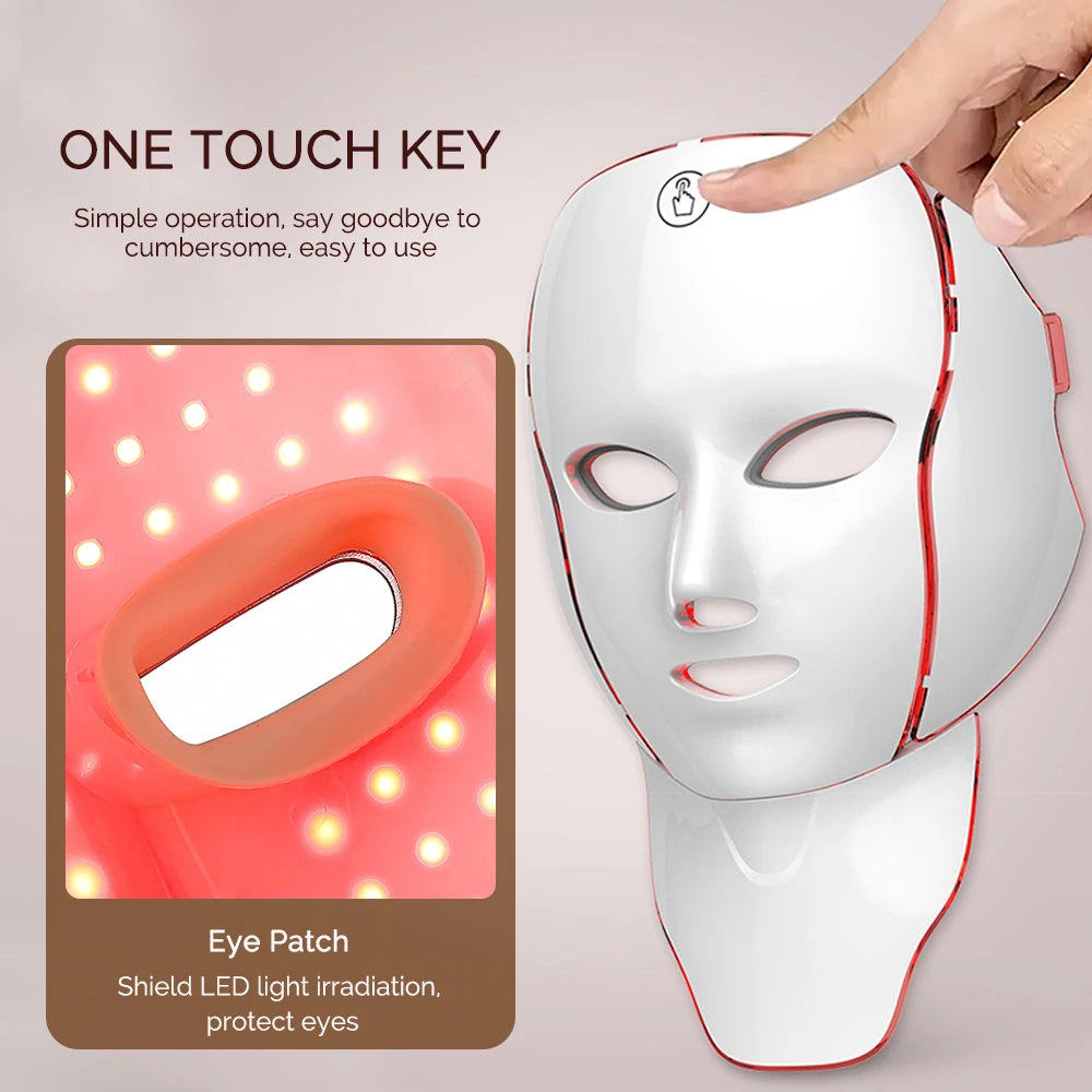 7-Color Wireless LED Photon Facial and Neck Mask - 6