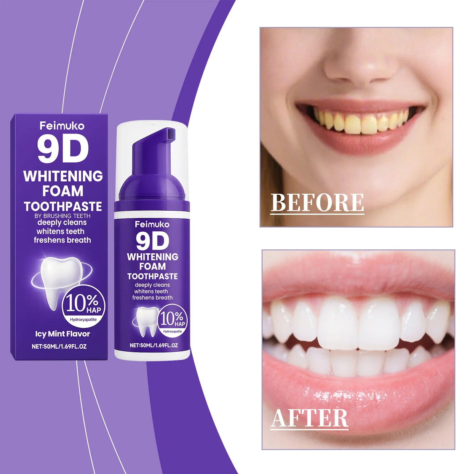 Purple Teeth Whitening Mousse Foam for Deep Stain Removal - 2