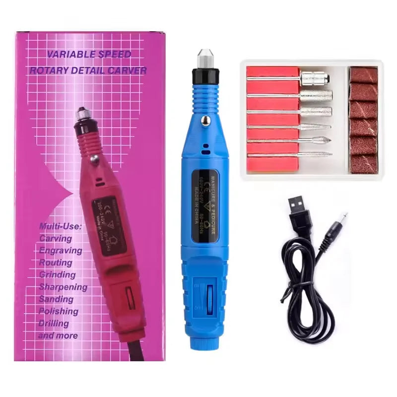 Portable Electric Nail File and Manicure Drill Kit - 12