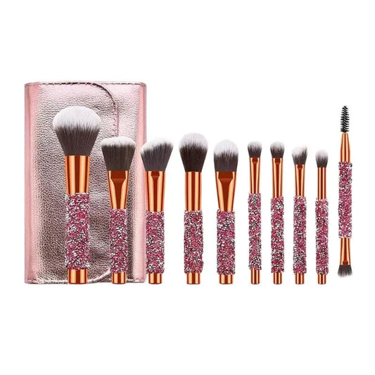 10-Piece Diamond Studded Professional Makeup Brush Set