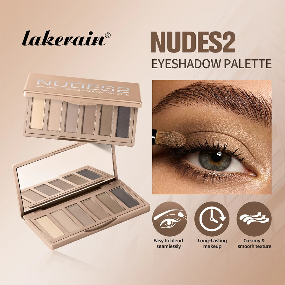6-Color Matte Eyeshadow Palette with Professional Brush Set - 7