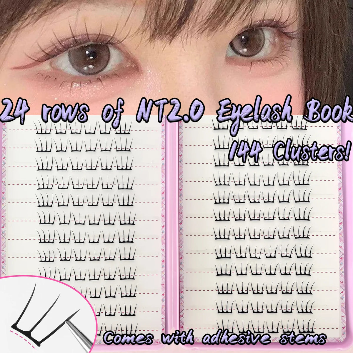 Self-Adhesive Cluster Eyelashes for Effortless Daily Makeup