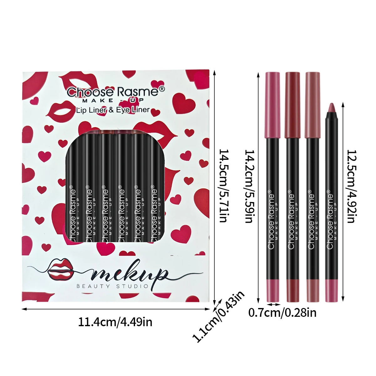 12-Piece Waterproof Matte Lip Liner Pencil Set - 5