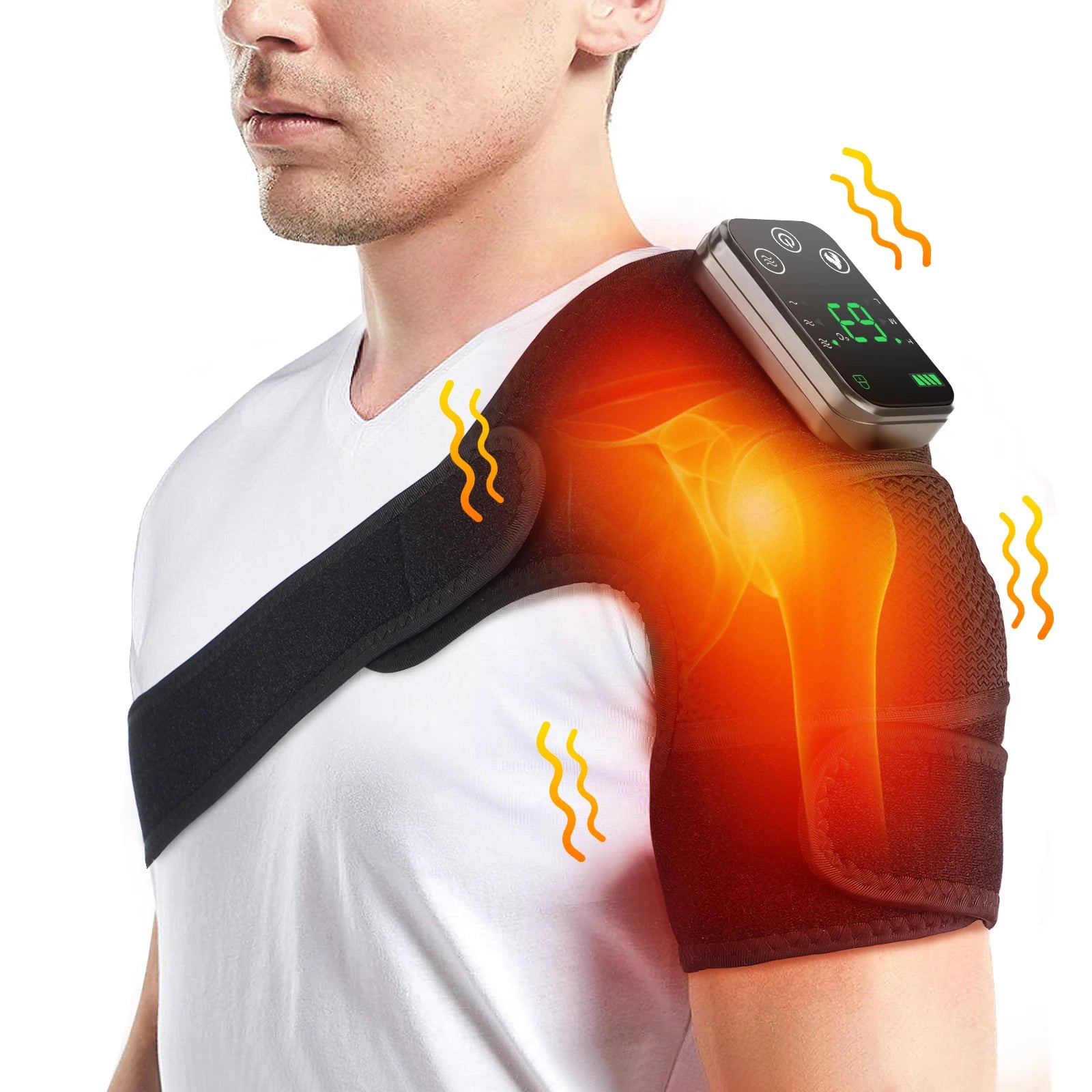 Electric Heated Shoulder Massage Brace with Vibration - 19