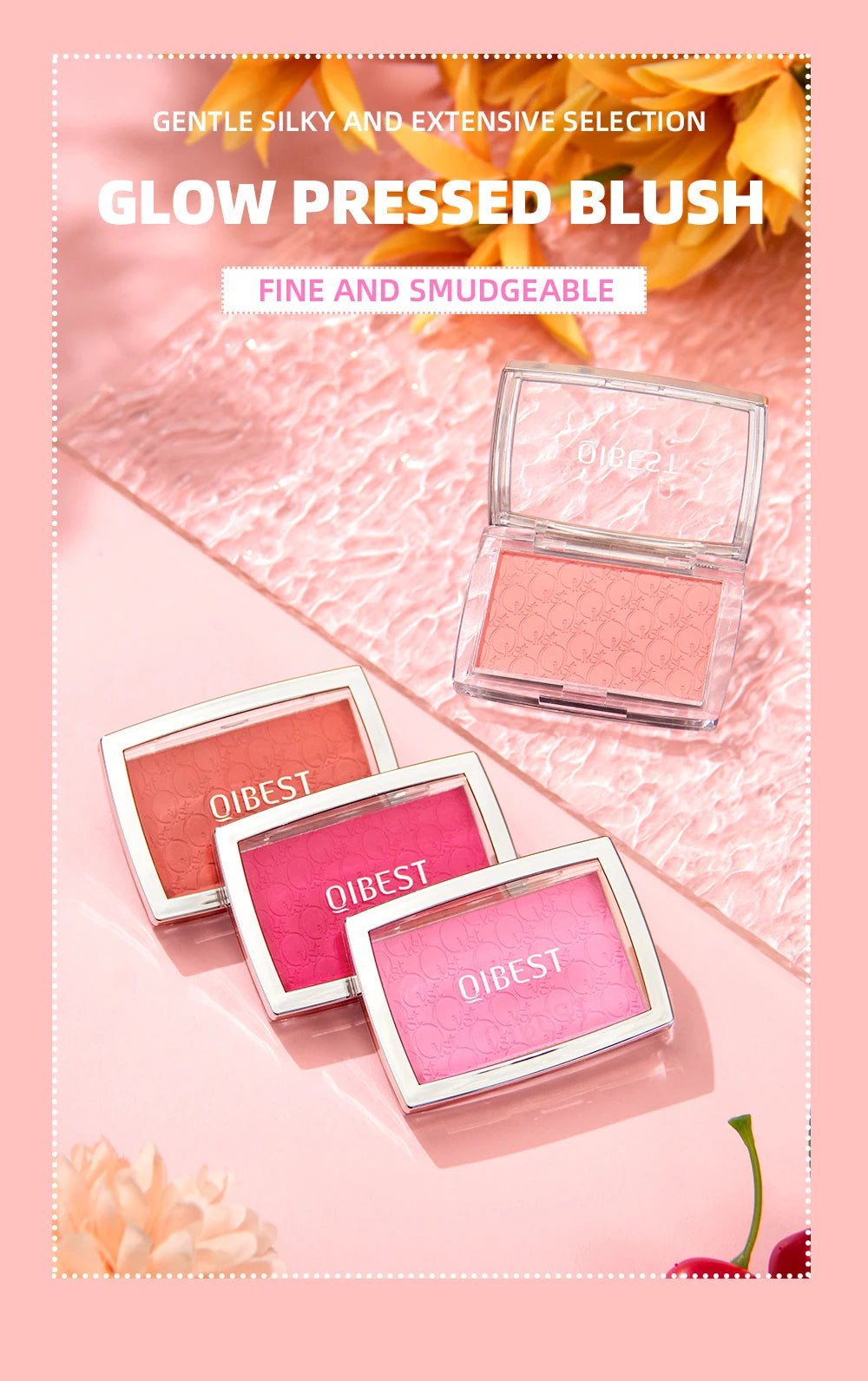 3D Embossed Powder Blush Palette for Radiant Cheeks - 7