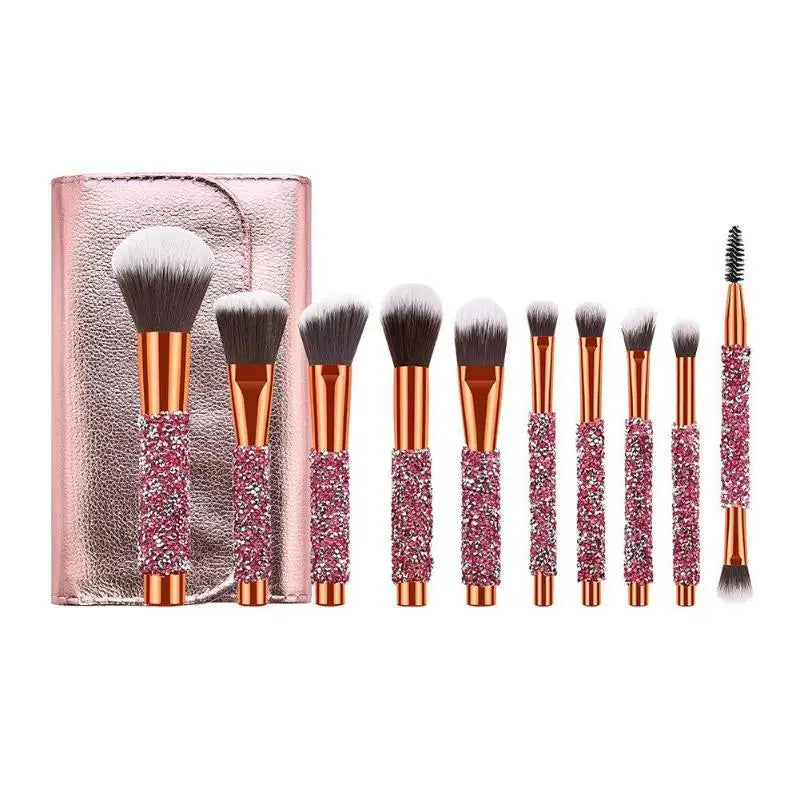 10-Piece Diamond Studded Professional Makeup Brush Set - 17