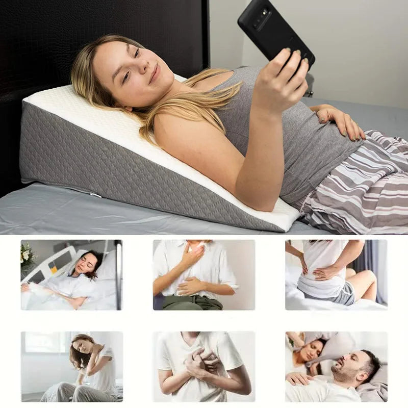 Memory Foam Bed Wedge Pillow for Snoring and Back Support - 6