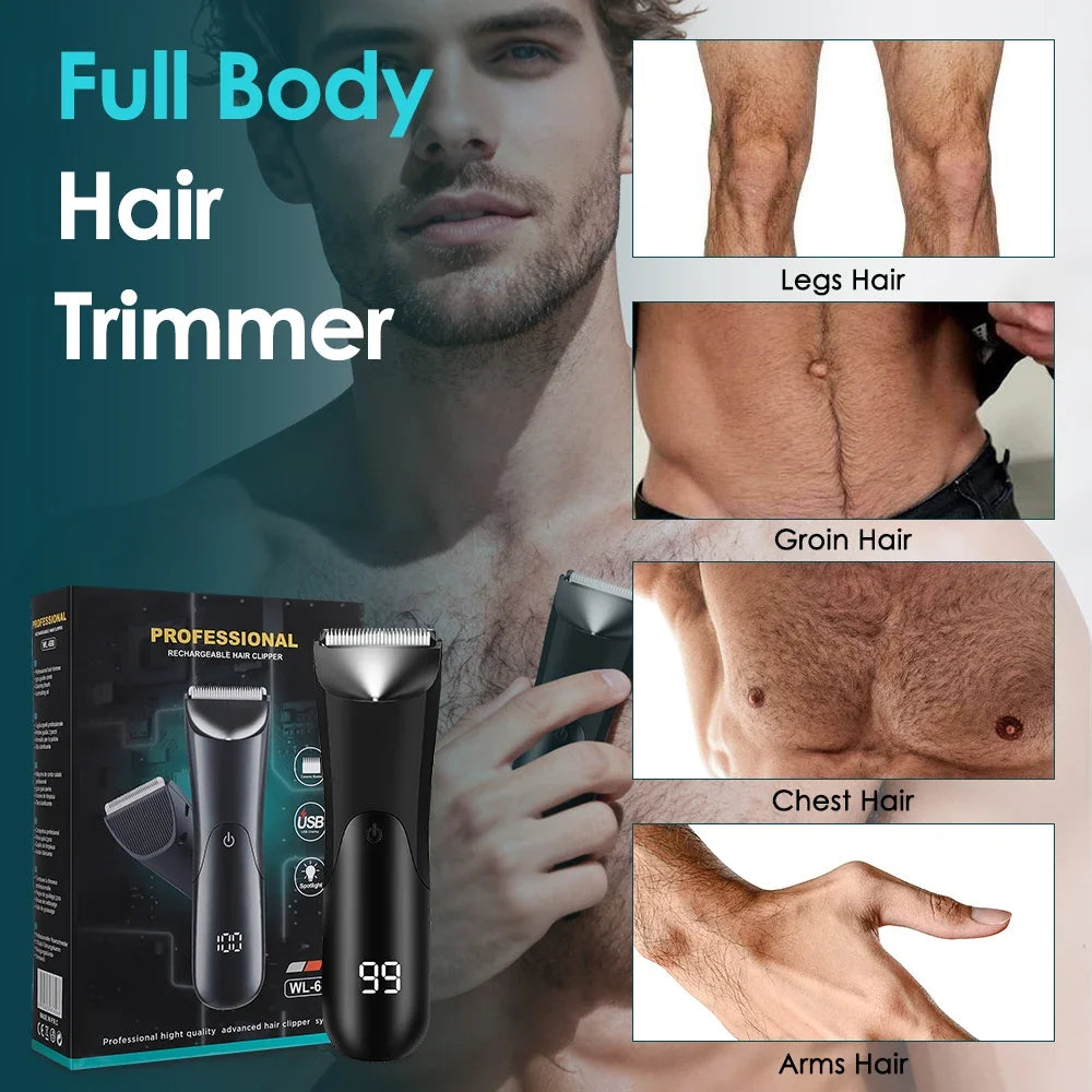Electric Waterproof Body Hair Trimmer for Men - 6