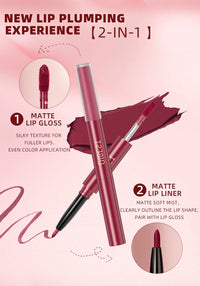 2-in-1 Dual Ended Matte Lip Liner and Long-Lasting Liquid Lipstick
