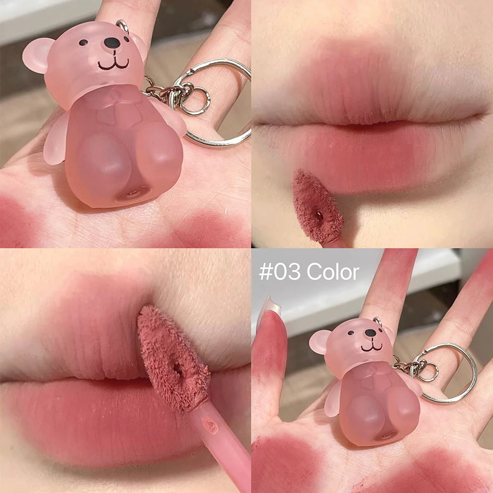 Portable Bear Keychain Velvet Matte Lip Mud - 27