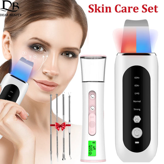 Ultrasonic Skin Scrubber and Nano Mist Facial Hydration Set