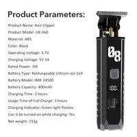 Professional Cordless Hair & Beard Trimmer with LED Display