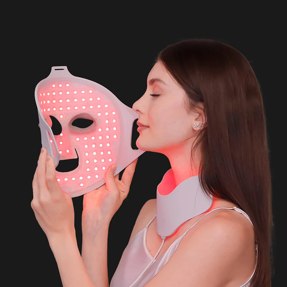 Flexible Silicone LED Light Therapy Mask for Face and Neck - 24