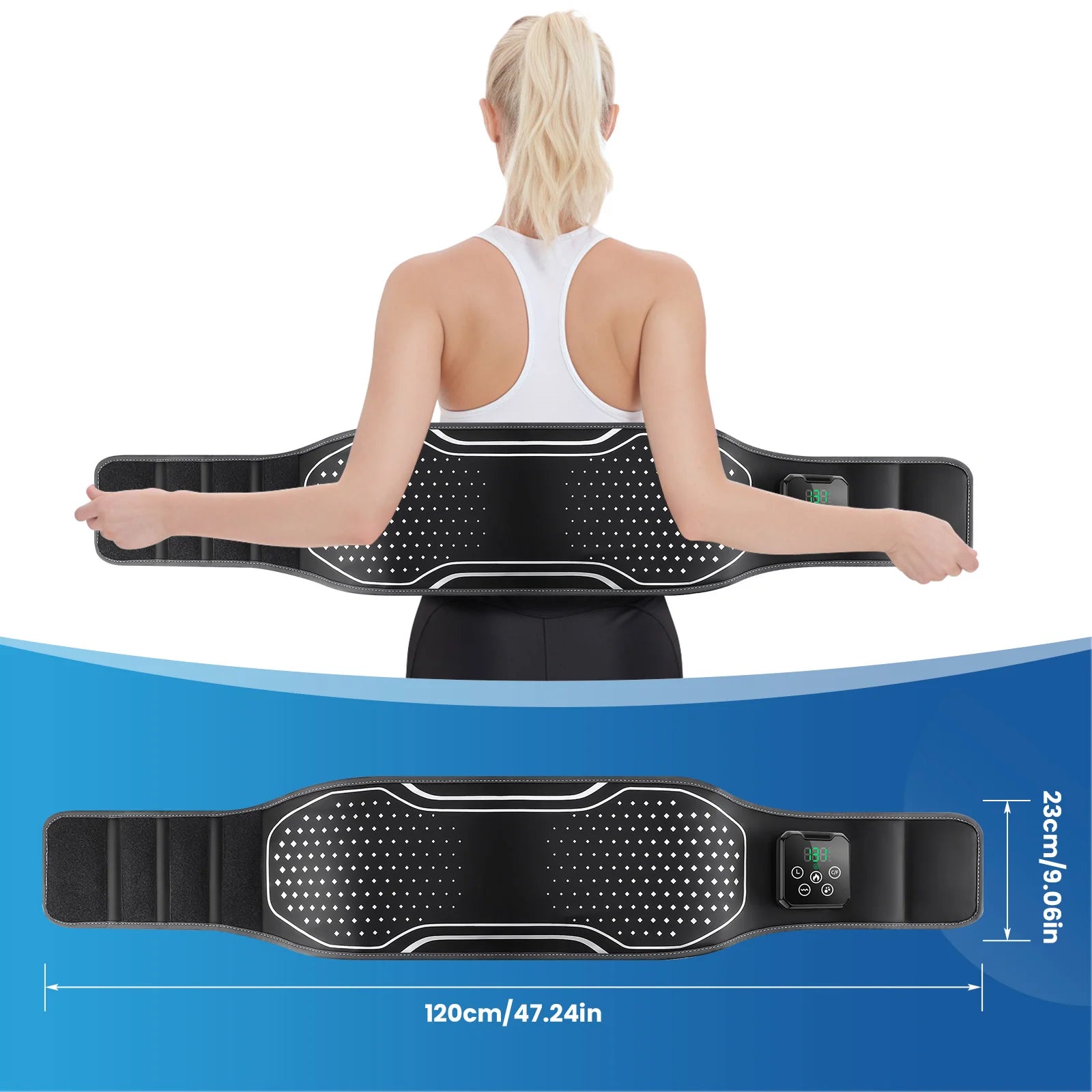Heated Lumbar Air Compression Massage Belt for Back Pain Relief - 15