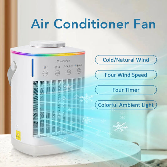 Portable Desktop Air Cooler with Mist and LED Light