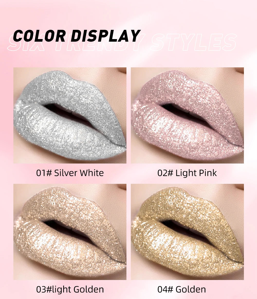 Diamond Shimmer Waterproof Liquid Lip Gloss - 8