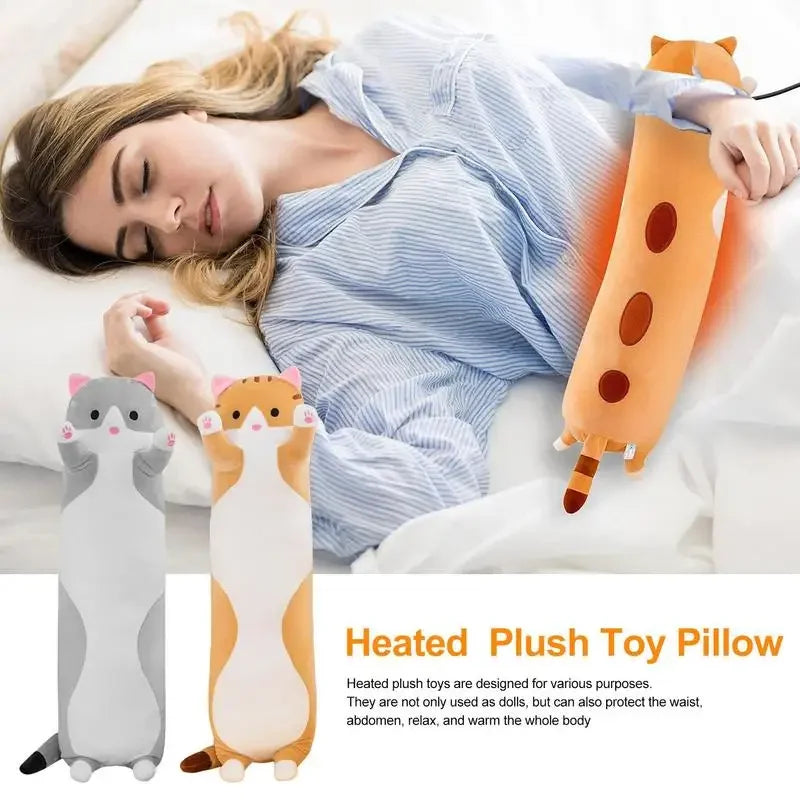 Heated Cat Plush Pillow for Pain Relief - 4